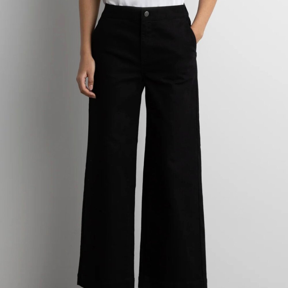 Oak and Fort cropped length twill wide leg pant - Petite Small